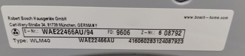 Bosch 7kg Front Load Washing Machine WAE22466AU