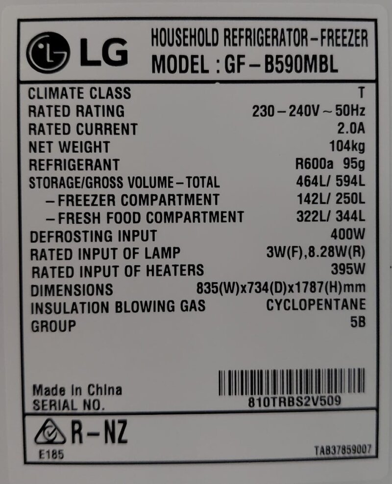 LG 594LT 4 Door Fridge – GF-B590MBL