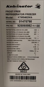 Kelvinator 536L Top Mount Fridge KTM5402WA