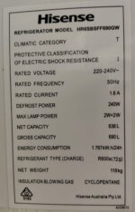 Hisense 690L Side by Side Refrigerator HR6SBSFF690GW