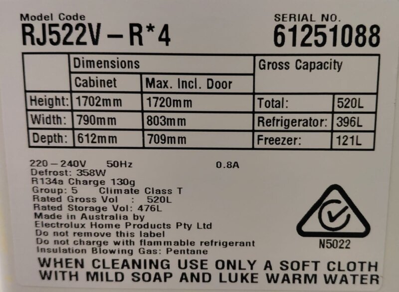 Westinghouse 520L Top Mount Fridge RJ522V-R