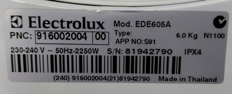 Electrolux 6kg Vented Dryer EDE605A