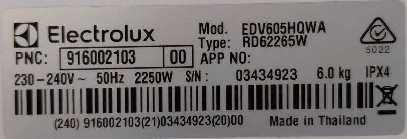 Electrolux 6kg Vented Dryer EDV605HQWA!