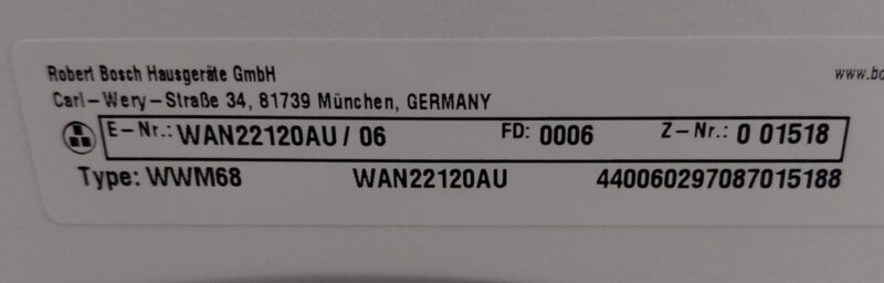Bosch 7.5kg Series 4 Front Load Washing Machine WAN22120AU