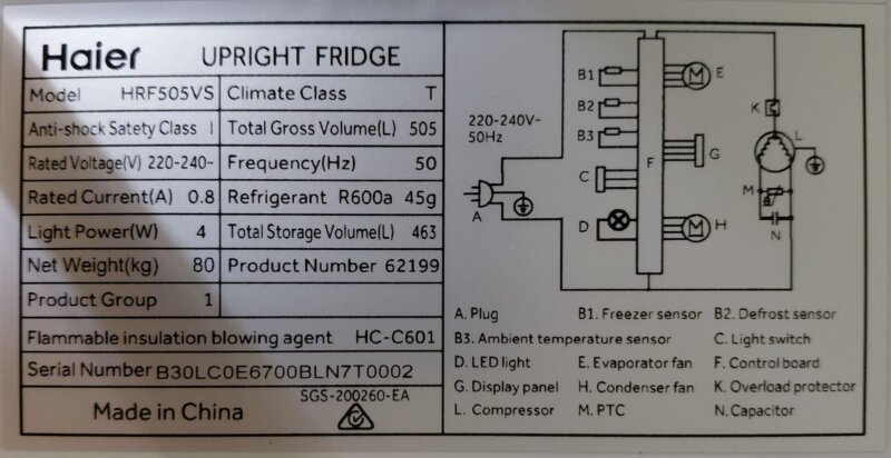 Haier 505L Upright Refrigerator – HRF505VS