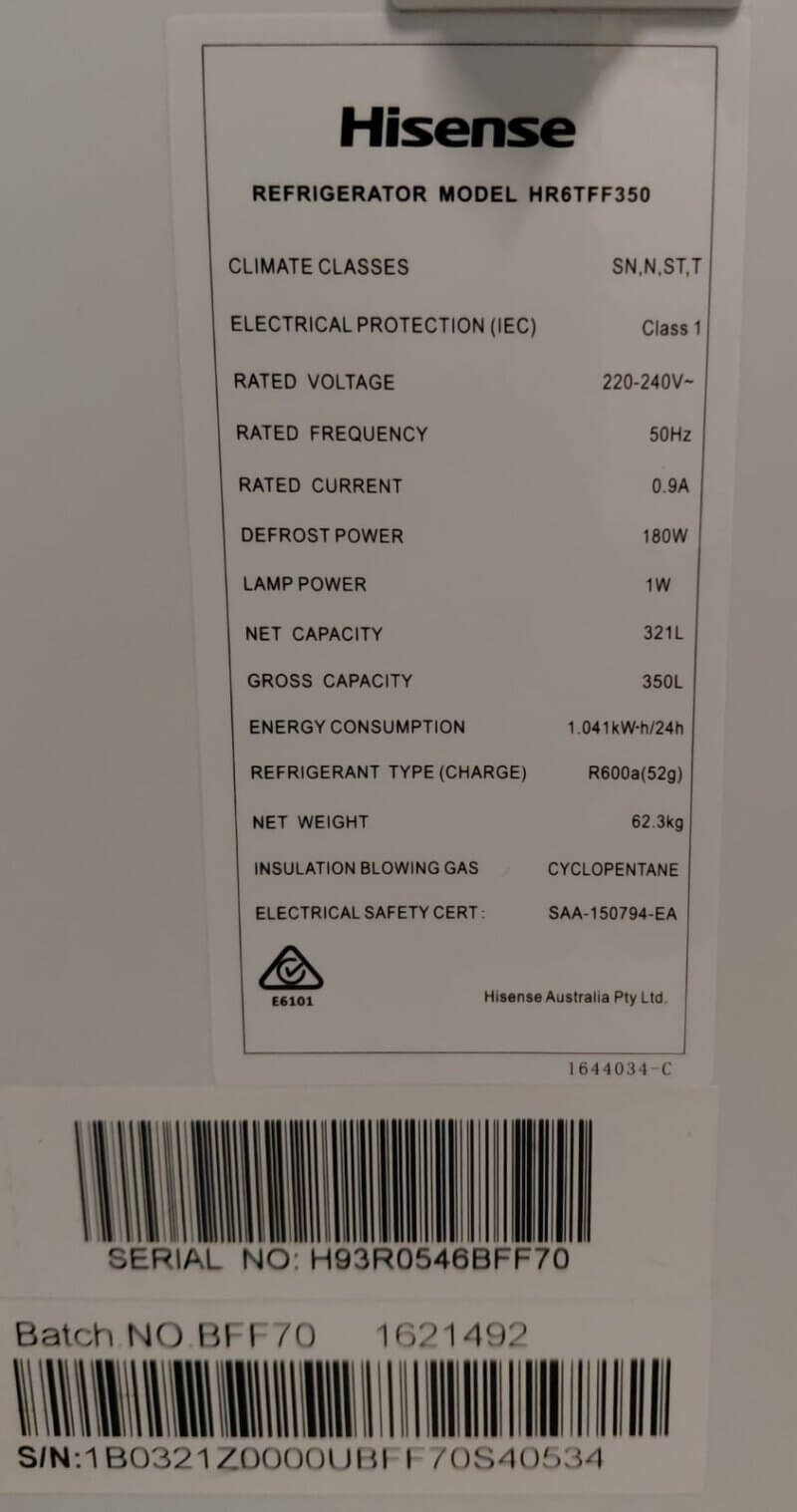 Hisense 350L Top Mount Fridge HR6TFF350