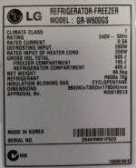 LG 600L Top Mount Refrigerator GR-W600GS