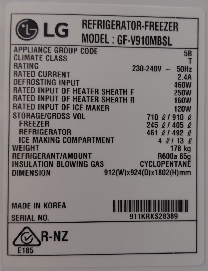 LG 910L 4 Door InstaView Refrigerator – GF-V910MBSL