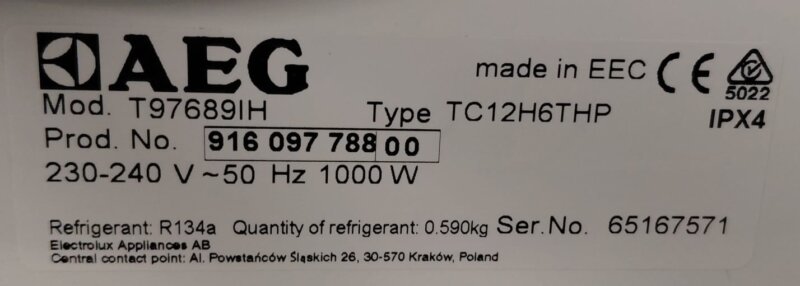 Refurbished AEG 8kg Heat Pump Dryer T97689IH