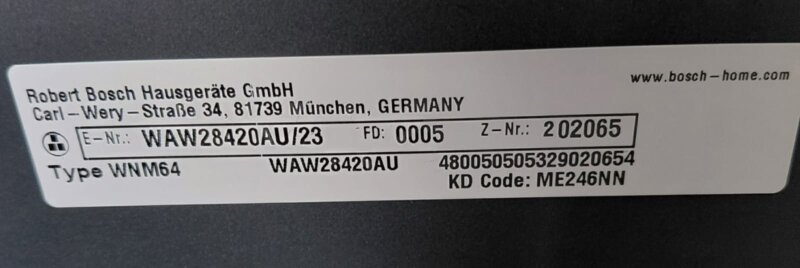 Bosch Series 8 9kg Front Load Washing Machine WAW28420AU