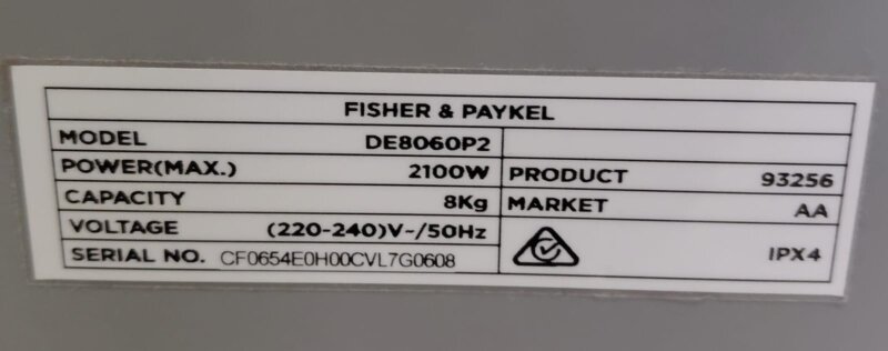 Fisher & Paykel 8kg Condenser Dryer – DE8060P