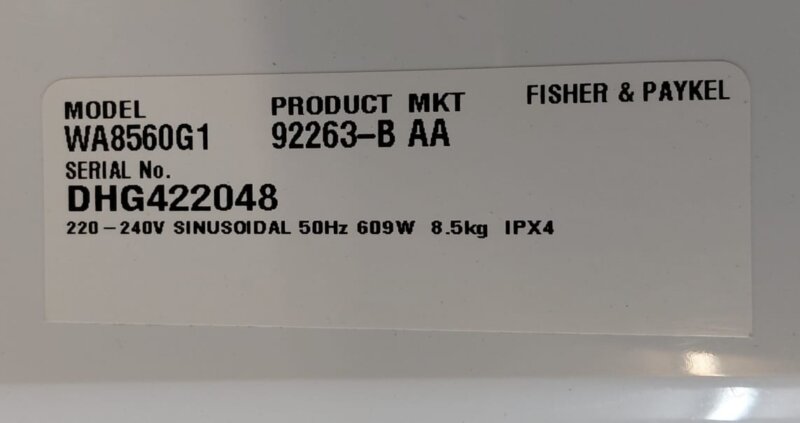 Fisher & Paykel WA8560G1 8.5kg Top Load Washing Machine