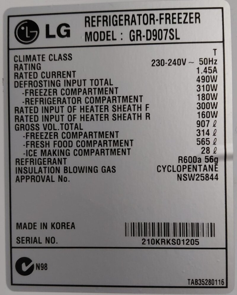 LG 907L Door-in-Door French Door Fridge GR-D907SL