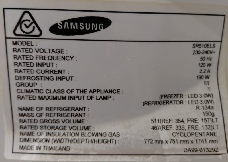 Samsung 511L Top Mount Fridge SR510ELS