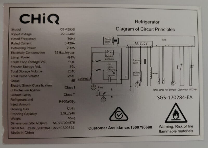 CHiQ 251L Bottom Mount Fridge CBM250S