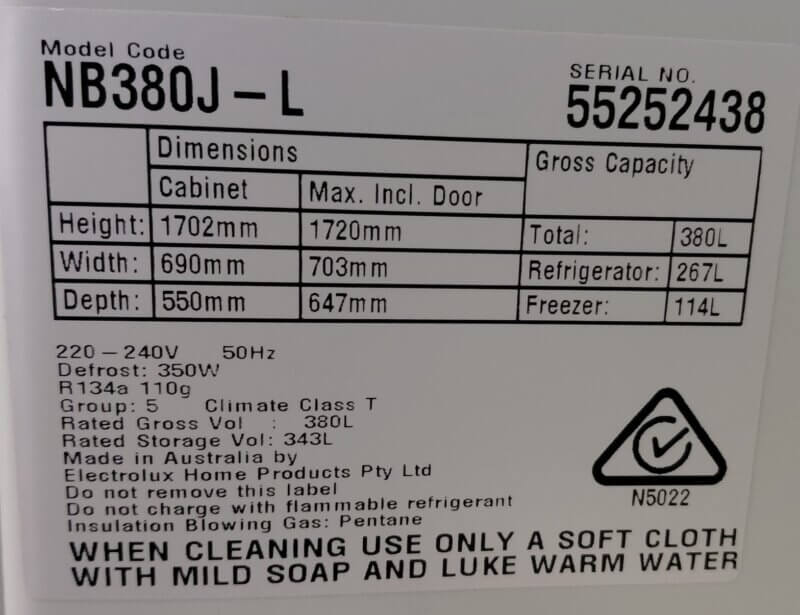 Electrolux 380L Bottom Mount Fridge NB380J-L