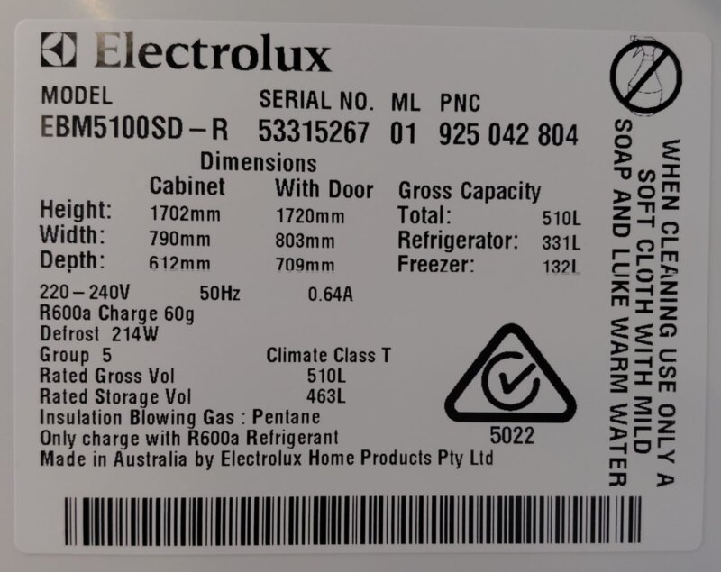 Electrolux 510L Bottom Mount Fridge EBM5100SD-R