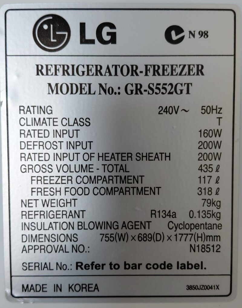 LG 435L Top Mount Fridge – GR-S552GT