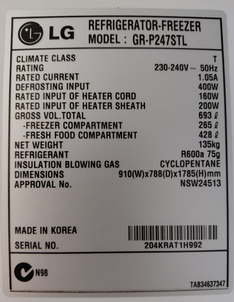 LG 693L Side by Side Fridge – GR-P247STL