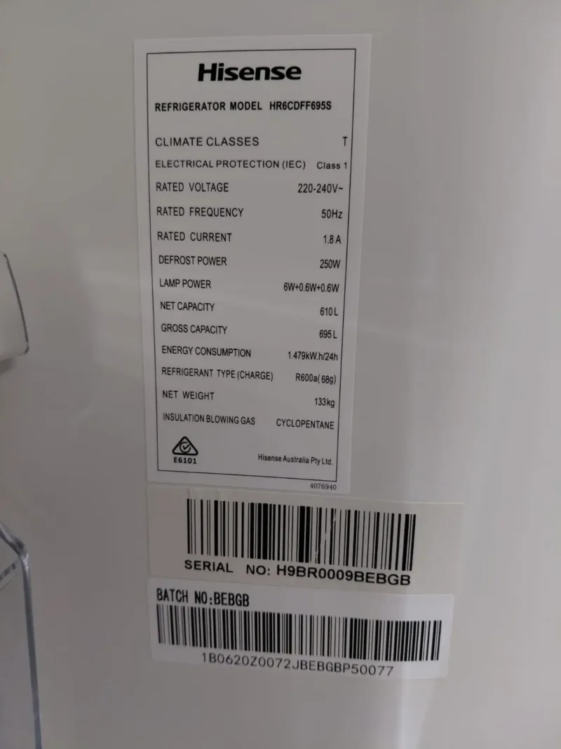 Hisense 695L 4-Door French Door Fridge HR6CDFF695S WA WHITEGOODS