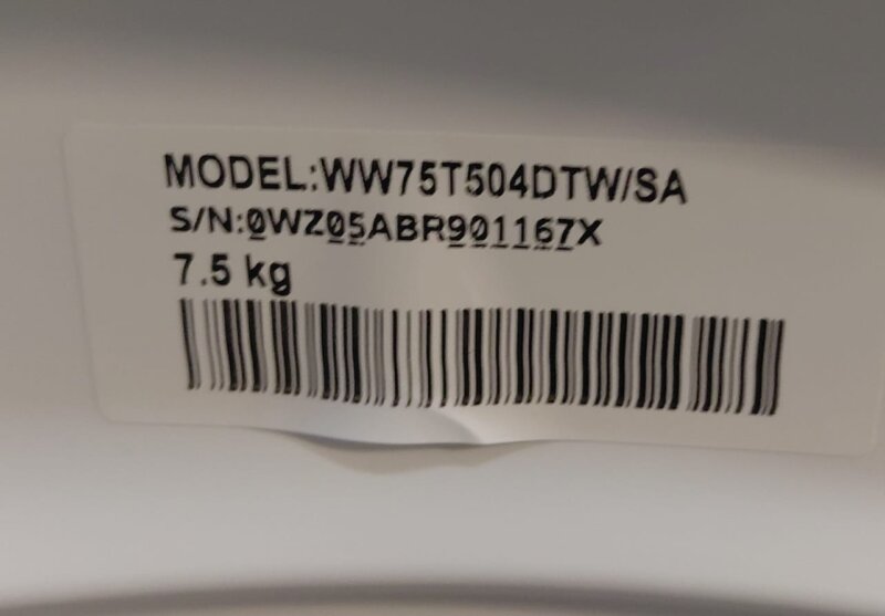 Samsung 7.5kg Front Load Washing Machine WW75T504DTW