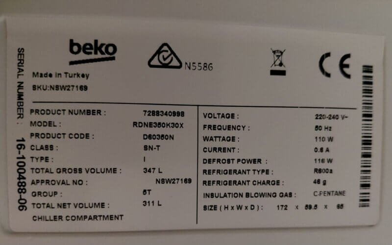 Beko 347L Top Mount Fridge RDNE350K30X