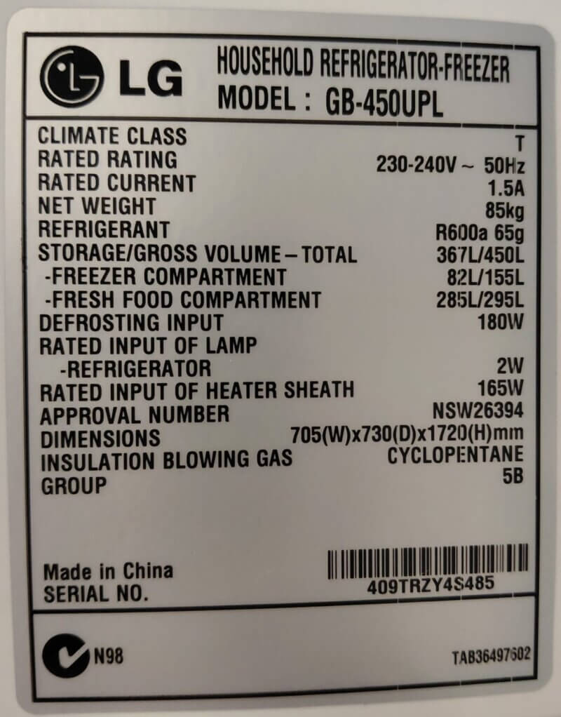 LG 450L Bottom Mount Fridge GB-450UPL