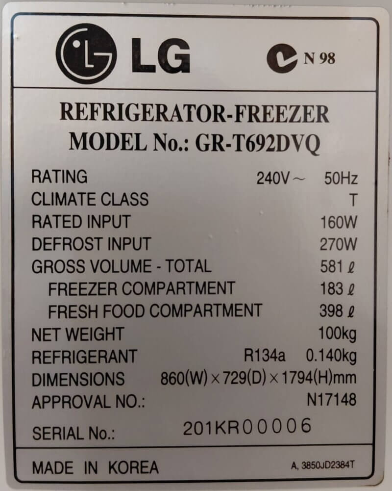 LG 581L Top Mount Fridge GR-T692DVQ