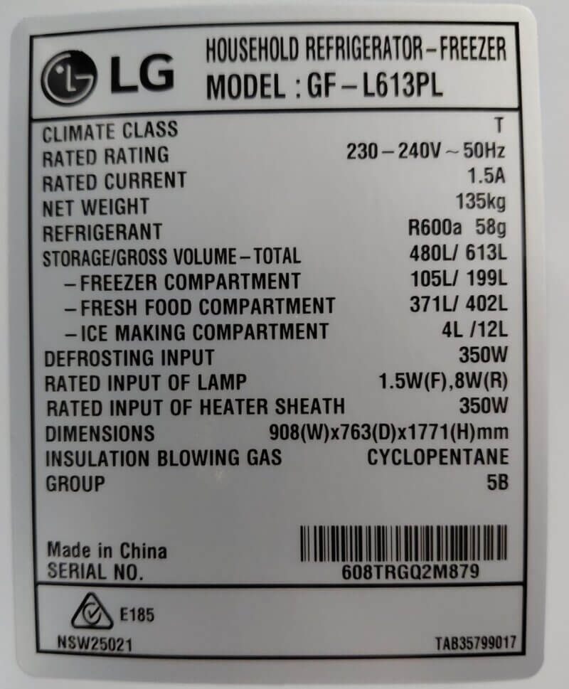 LG 613L French Door Fridge GF-L613PL