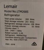 Lemair 268L Top Mount Fridge LTM268S