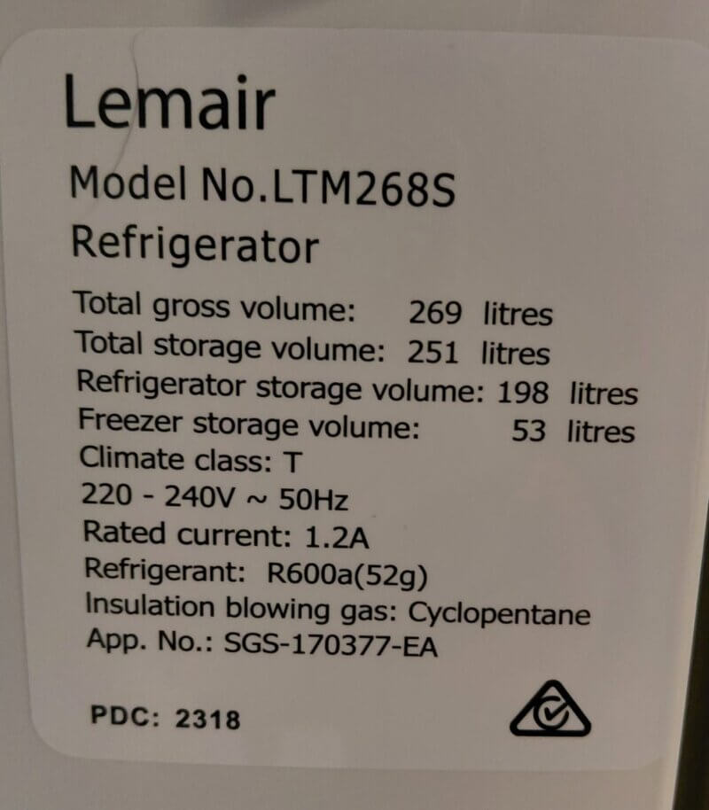 Lemair 268L Top Mount Fridge LTM268S